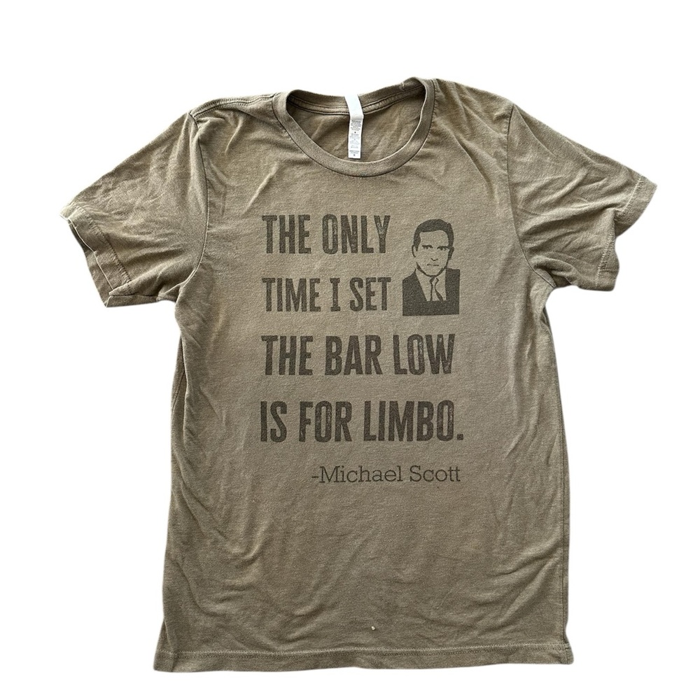 The Office Michael Scott Bella Canvas Olive color Graphic Tee | Size Medium
